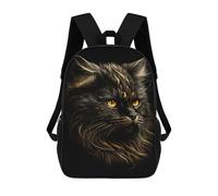 sinyumoney 3D Printed Children's 17inch Persian Cats Black Gold School Backpack High Capacity Travel Book School Bags for Boys Elementary And Middle School Students