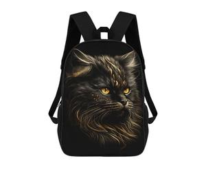 sinyumoney 3D Printed Children's 17inch Persian Cats Black Gold School Backpack High Capacity Travel Book School Bags for Boys Elementary And Middle School Students