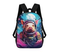 sinyumoney 3D Printed Children's 17inch Pig Astronaut in Space-10 School Backpack High Capacity Travel Book School Bags for Boys Elementary And Middle School Students