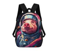 sinyumoney 3D Printed Children's 17inch Pig Astronaut Space Suit-8 School Backpack High Capacity Travel Book School Bags for Boys Elementary And Middle School Students