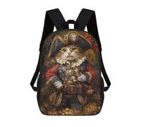 sinyumoney 3D Printed Children's 17inch Pirate Cat Treasure Chest-22 School Backpack High Capacity Travel Book School Bags for Boys Elementary And Middle School Students