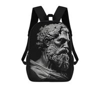 sinyumoney 3D Printed Children's 17inch Plato Philosopher School Backpack High Capacity Travel Book School Bags for Boys Elementary And Middle School Students