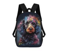 sinyumoney 3D Printed Children's 17inch Poodle Painting School Backpack High Capacity Travel Book School Bags for Boys Elementary And Middle School Students