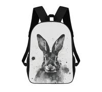 sinyumoney 3D Printed Children's 17inch Rabbit Watercolor School Backpack High Capacity Travel Book School Bags for Boys Elementary And Middle School Students