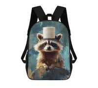 sinyumoney 3D Printed Children's 17inch Raccoon with Toilet Paper Hat School Backpack High Capacity Travel Book School Bags for Boys Elementary And Middle School Students