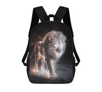 sinyumoney 3D Printed Children's 17inch Radiant Lion Roar School Backpack High Capacity Travel Book School Bags for Boys Elementary And Middle School Students