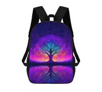 sinyumoney 3D Printed Children's 17inch Rainbow Tree Reflections School Backpack High Capacity Travel Book School Bags for Boys Elementary And Middle School Students