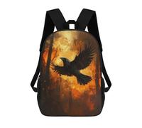 sinyumoney 3D Printed Children's 17inch Raven in Fire Painting School Backpack High Capacity Travel Book School Bags for Boys Elementary And Middle School Students