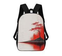 sinyumoney 3D Printed Children's 17inch Red Tree Island Painting School Backpack High Capacity Travel Book School Bags for Boys Elementary And Middle School Students