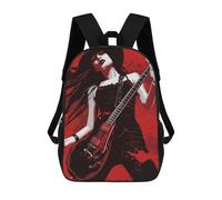sinyumoney 3D Printed Children's 17inch Rockstar Woman with Electric Guitar School Backpack High Capacity Travel Book School Bags for Boys Elementary And Middle School Students