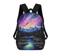 sinyumoney 3D Printed Children's 17inch Rocky Mountain Aurora School Backpack High Capacity Travel Book School Bags for Boys Elementary And Middle School Students