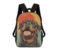 sinyumoney 3D Printed Children's 17inch Rottweiler Wall Art Print School Backpack High Capacity Travel Book School Bags for Boys Elementary And Middle School Students