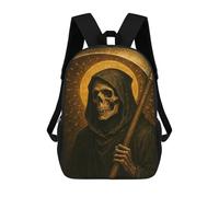 sinyumoney 3D Printed Children's 17inch Saint Grim Reaper Dark Art School Backpack High Capacity Travel Book School Bags for Boys Elementary And Middle School Students
