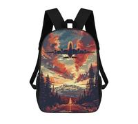 sinyumoney 3D Printed Children's 17inch School Bags A380 Plane Sky Vector Art Backpack Travel Lightweight Backpack Book Bags Kids Boys Girls School Bag