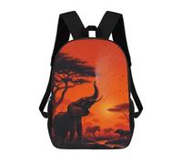 sinyumoney 3D Printed Children's 17inch School Bags African Sunset Wildlife Scene Backpack Travel Lightweight Backpack Book Bags Kids Boys Girls School Bag