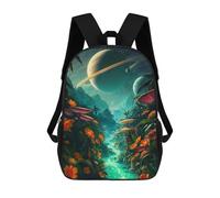 sinyumoney 3D Printed Children's 17inch School Bags Alien Jungle River Dreamscape Backpack Travel Lightweight Backpack Book Bags Kids Boys Girls School Bag
