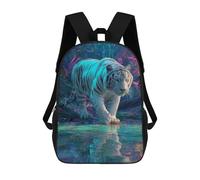 sinyumoney 3D Printed Children's 17inch School Bags Amazon Jungle White Tiger Backpack Travel Lightweight Backpack Book Bags Kids Boys Girls School Bag