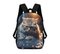 sinyumoney 3D Printed Children's 17inch School Bags Angry Cat Kitty in Water Backpack Travel Lightweight Backpack Book Bags Kids Boys Girls School Bag