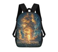 sinyumoney 3D Printed Children's 17inch School Bags Apocalyptic Sky Over Cityscape Backpack Travel Lightweight Backpack Book Bags Kids Boys Girls School Bag