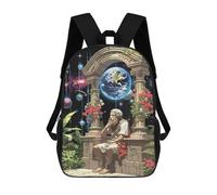 sinyumoney 3D Printed Children's 17inch School Bags Apollo God Statue Backpack Travel Lightweight Backpack Book Bags Kids Boys Girls School Bag
