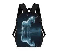sinyumoney 3D Printed Children's 17inch School Bags Beautiful Magical Unicorn Backpack Travel Lightweight Backpack Book Bags Kids Boys Girls School Bag