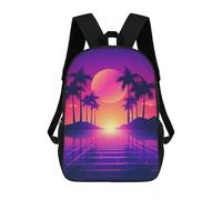 sinyumoney 3D Printed Children's 17inch School Bags Beautiful Synthwave Vision Backpack Travel Lightweight Backpack Book Bags Kids Boys Girls School Bag