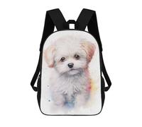 sinyumoney 3D Printed Children's 17inch School Bags Bichon Frise Portrait Backpack Travel Lightweight Backpack Book Bags Kids Boys Girls School Bag