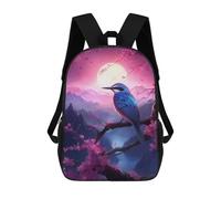 sinyumoney 3D Printed Children's 17inch School Bags Blue Bird in Cherry Blosso Backpack Travel Lightweight Backpack Book Bags Kids Boys Girls School Bag