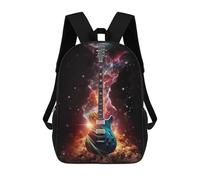 sinyumoney 3D Printed Children's 17inch School Bags Burning Guitar Backpack Travel Lightweight Backpack Book Bags Kids Boys Girls School Bag