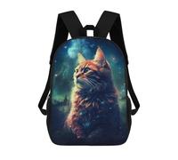 sinyumoney 3D Printed Children's 17inch School Bags Cat Night Milky Way Backpack Travel Lightweight Backpack Book Bags Kids Boys Girls School Bag