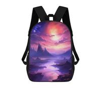 sinyumoney 3D Printed Children's 17inch School Bags Celestial Wilderness Backpack Travel Lightweight Backpack Book Bags Kids Boys Girls School Bag