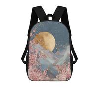 sinyumoney 3D Printed Children's 17inch School Bags Cherry Blossom Moonlit Mountainscape Backpack Travel Lightweight Backpack Book Bags Kids Boys Girls School Bag