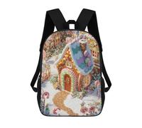 sinyumoney 3D Printed Children's 17inch School Bags Christmas Gingerbread Village Scene Backpack Travel Lightweight Backpack Book Bags Kids Boys Girls School Bag