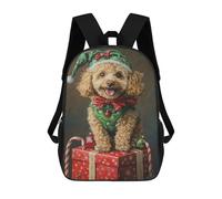 sinyumoney 3D Printed Children's 17inch School Bags Christmas Poodle with Presents-1 Backpack Travel Lightweight Backpack Book Bags Kids Boys Girls School Bag