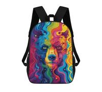 sinyumoney 3D Printed Children's 17inch School Bags Colorful Bear Art Print Backpack Travel Lightweight Backpack Book Bags Kids Boys Girls School Bag
