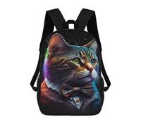 sinyumoney 3D Printed Children's 17inch School Bags Colorful Cat Portrait Backpack Travel Lightweight Backpack Book Bags Kids Boys Girls School Bag
