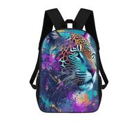 sinyumoney 3D Printed Children's 17inch School Bags Colorful Leopard Portrait Backpack Travel Lightweight Backpack Book Bags Kids Boys Girls School Bag