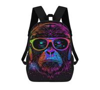 sinyumoney 3D Printed Children's 17inch School Bags Colorful Monkey Headphones Art Backpack Travel Lightweight Backpack Book Bags Kids Boys Girls School Bag