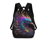 sinyumoney 3D Printed Children's 17inch School Bags Colorful Phoenix Art Print-5 Backpack Travel Lightweight Backpack Book Bags Kids Boys Girls School Bag