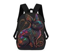 sinyumoney 3D Printed Children's 17inch School Bags Colorful Rabbit Art Print-7 Backpack Travel Lightweight Backpack Book Bags Kids Boys Girls School Bag