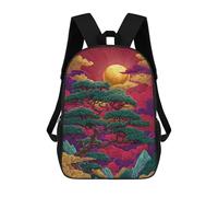 sinyumoney 3D Printed Children's 17inch School Bags Colorful Sunset with Pine Trees Backpack Travel Lightweight Backpack Book Bags Kids Boys Girls School Bag