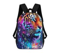 sinyumoney 3D Printed Children's 17inch School Bags Colorful Tiger Art Print-13 Backpack Travel Lightweight Backpack Book Bags Kids Boys Girls School Bag