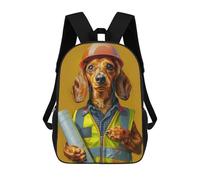 sinyumoney 3D Printed Children's 17inch School Bags Construction Dog Backpack Travel Lightweight Backpack Book Bags Kids Boys Girls School Bag