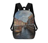 sinyumoney 3D Printed Children's 17inch School Bags Copenhagen Charm Denmark Backpack Travel Lightweight Backpack Book Bags Kids Boys Girls School Bag