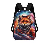 sinyumoney 3D Printed Children's 17inch School Bags Cosmic Fox Astronaut Art-3 Backpack Travel Lightweight Backpack Book Bags Kids Boys Girls School Bag