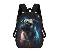 sinyumoney 3D Printed Children's 17inch School Bags Cosmic Pug Portrait-7 Backpack Travel Lightweight Backpack Book Bags Kids Boys Girls School Bag