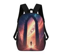 sinyumoney 3D Printed Children's 17inch School Bags Cosmic Space Portal Backpack Travel Lightweight Backpack Book Bags Kids Boys Girls School Bag