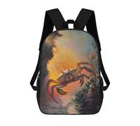 sinyumoney 3D Printed Children's 17inch School Bags Crab in A Mystical Setting Backpack Travel Lightweight Backpack Book Bags Kids Boys Girls School Bag