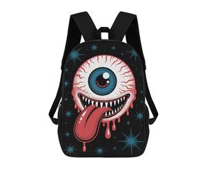 sinyumoney 3D Printed Children's 17inch School Bags Creepy Eyeball Monster with Tongue Backpack Travel Lightweight Backpack Book Bags Kids Boys Girls School Bag