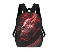 sinyumoney 3D Printed Children's 17inch School Bags Crimson Red Cobra Backpack Travel Lightweight Backpack Book Bags Kids Boys Girls School Bag